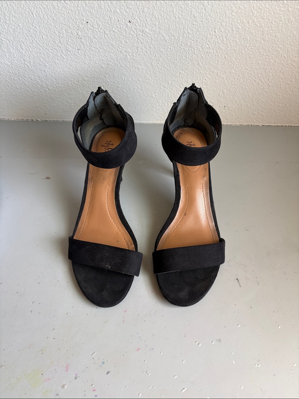 Style & Co. Black Suede Ankle-Strap Heels